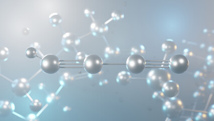 cyanoacetylene molecular structure, 3d model molecule, simplest cyanopolyyne structural chemical formula view from a microscope