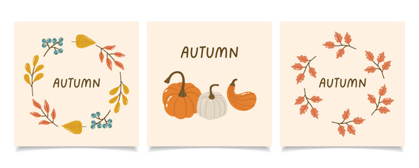 Autumn collection, autumn cozy set, design for posters, banner, greeting cards, stickers, sale