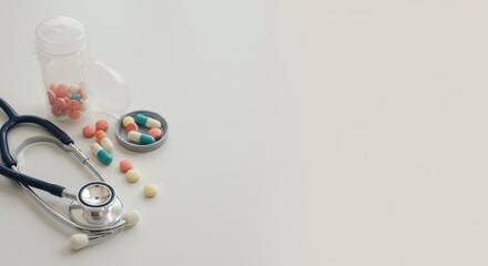 Medical Supplies and Pills on White Surface: Healthcare and Wellness Concept