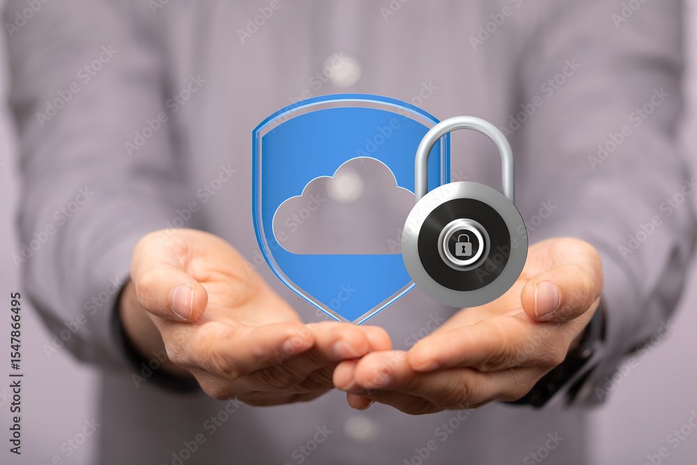 Poster protecting your cloud data with robust security measures. ensure privacy and peace of mind.