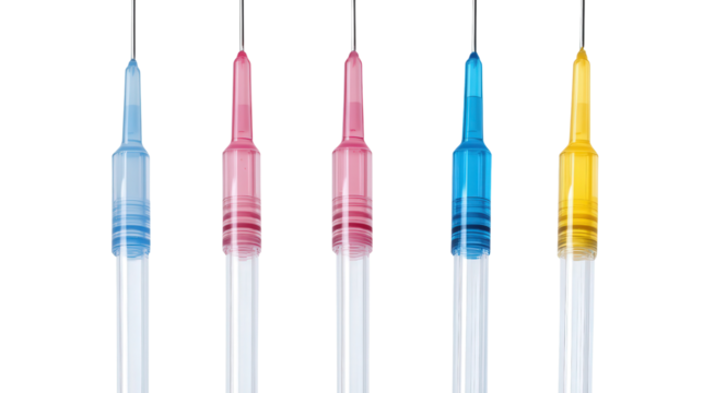 Micro pipette set with color coding, Transparent background, PNG file