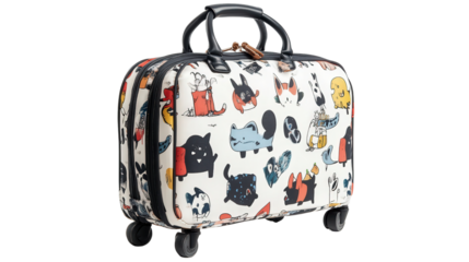 Mini roller travel bag with character prints Transparent background, PNG file