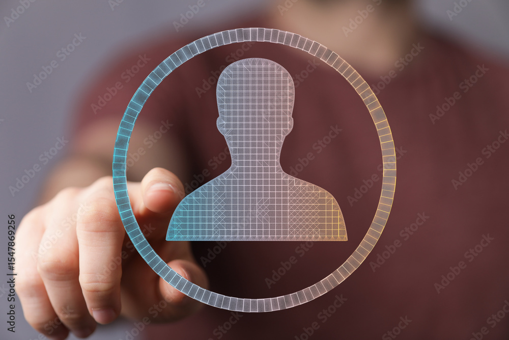 Poster Secure online identity access.  Modern digital profile selection interface.