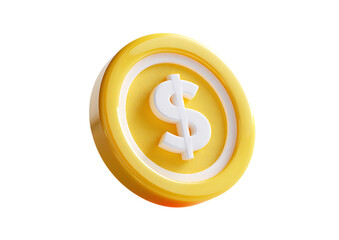 3D icon of a yellow coin with a white dollar sign.