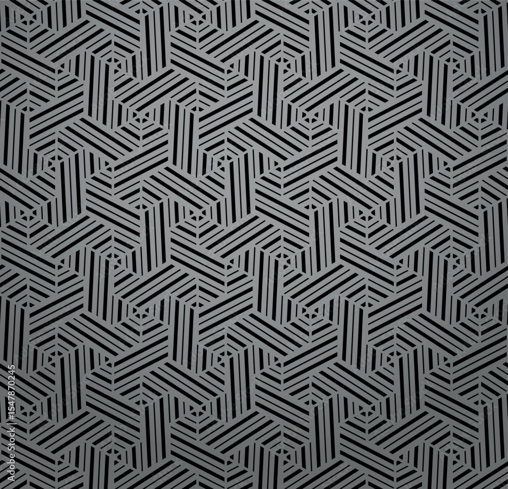 Poster Abstract geometric pattern with stripes, lines. Seamless vector background. Gray and black ornament. Simple lattice graphic design