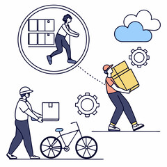 Obraz premium delivery man with parcel delivery