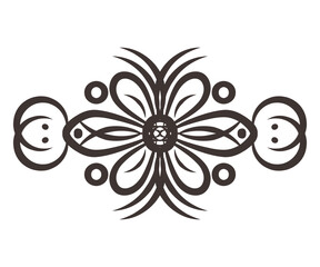 Symmetrical Decorative Separator Line Abstract Border Ornament Motif Blooming Floral Element Filigree