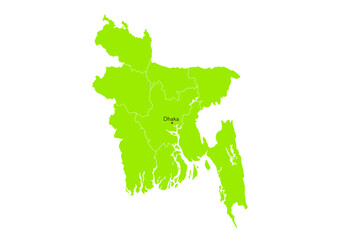 世界の地図より、バングラデシュ人民共和国の地図　(Map of Bangladesh)
