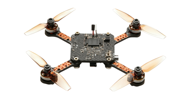 Miniature drone control module, Transparent background, PNG file