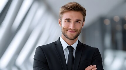 Confident businessman smiling in a professional manner