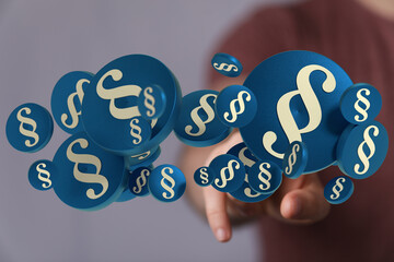 Abstract 3D rendering of paragraph symbols. Perfect for legal, law, and justice concepts.