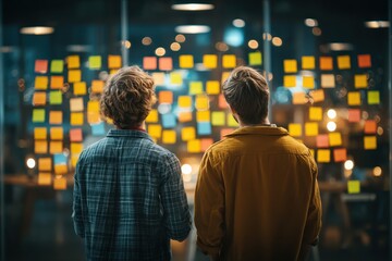 Modern Office Scene with Two People Engaged in UX Design Process