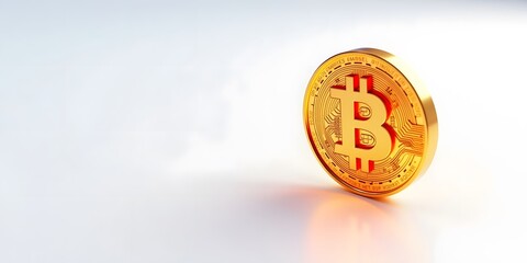 3D Render of a Golden Bitcoin Coin on Minimal White Background
