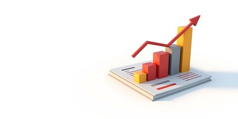 3D Graph on Report – Financial Growth and Business Analytics Concept