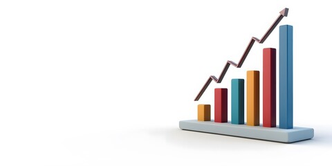 3D Graph on Report – Financial Growth and Business Analytics Concept