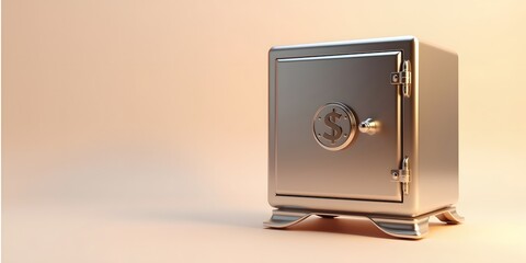 3D Metallic Safe with Dollar Symbol – Finance and Security Concept Illustration