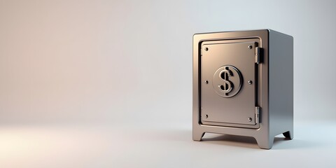 3D Metallic Safe with Dollar Symbol – Finance and Security Concept Illustration