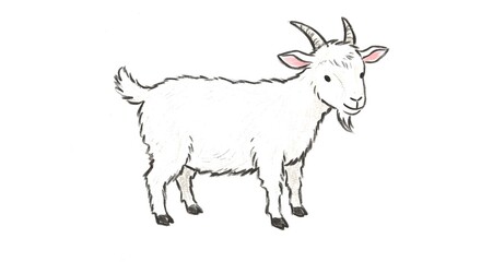 Fototapeta premium White goat watercolor illustration