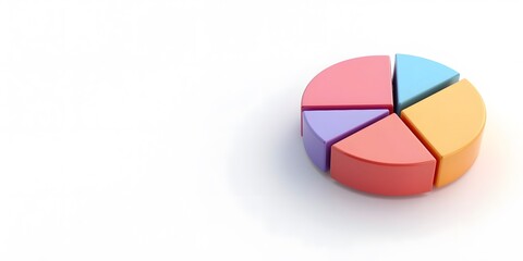 Colorful 3D Pie Chart on White Background – Business Analytics Data Visualization