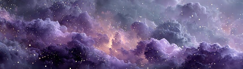 A vast expanse of purple nebulae speckled with glittering stars.