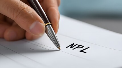 Hand writing on a document with a pen