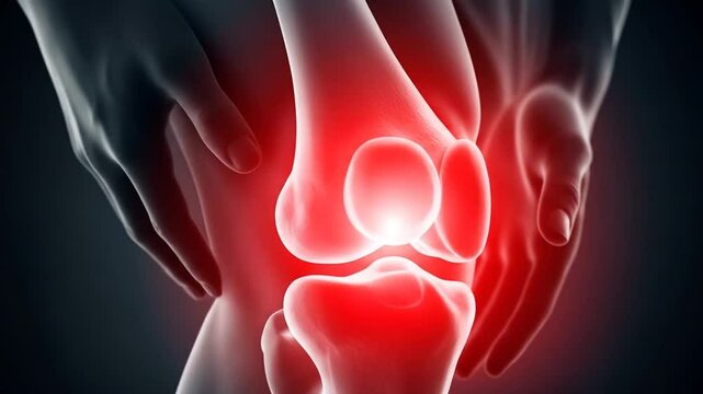 Knee Pain Animation with Red Hot Spot Medical Visualization Concept
