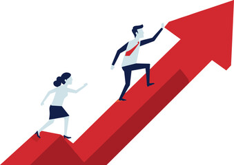 Business Growth and Success: Climbing the Ladder of Achievement flat vector illustration