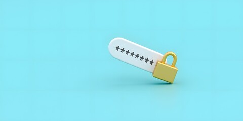 3D Password Protection Icon – Secure Login Concept with Lock