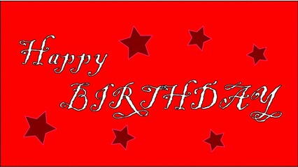 Birthday Card with Stars and red Background