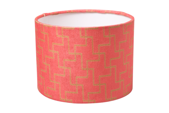 Coral lamp shade with gold geometric pattern isolated on transparent background - Powered by Adobe