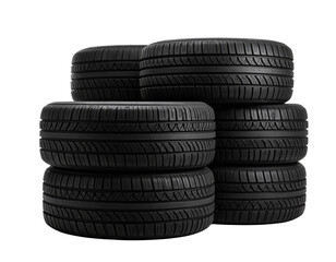 Tires Stacked Up Isolated on Transparent Background.