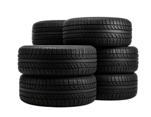Tires Stacked Up Isolated on Transparent Background.