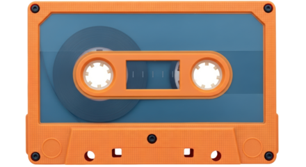 Isolated Orange Cassette Tape