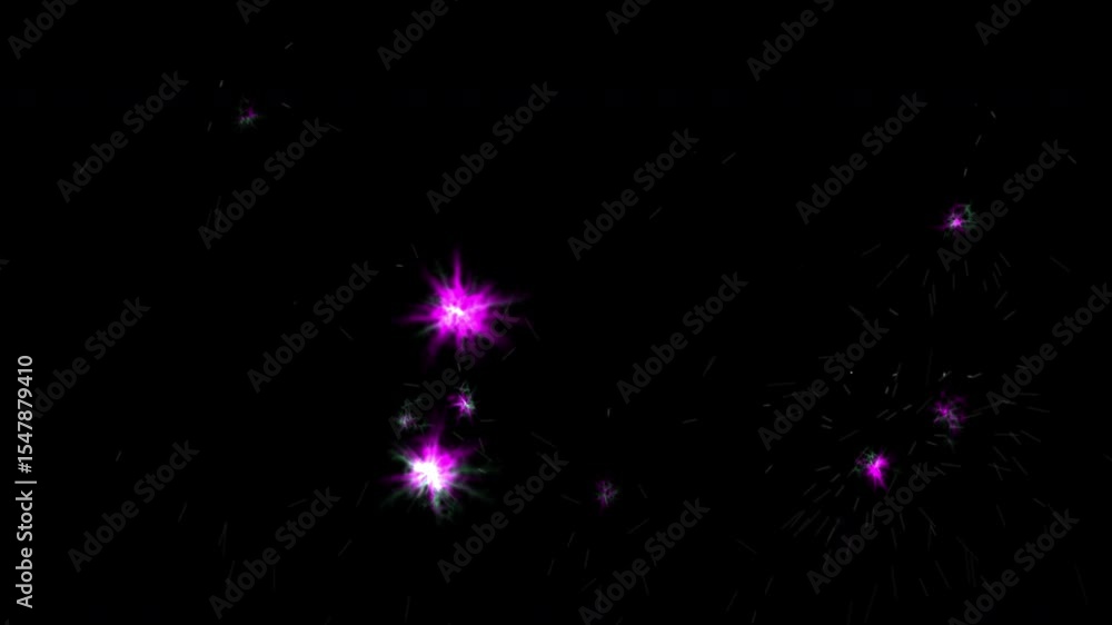 Aufkleber green and purple fireworks rapidly appearing and fading on black background. use add or screen modes
