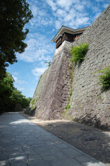 四国、愛媛の松山城の城壁