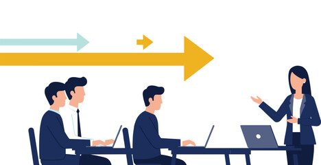 Business Collaboration and Direction: Teamwork, Strategy, and Progress for Success flat vector illustration