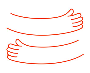 Vector logo design template and graphic element for advertising, branding, care and love concept, funny cartoon illustrations with hands hugging