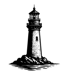 Lighthouse on a Rocky Shore