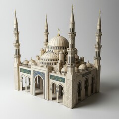 Detailed Architectural Model of a Magnificent Mosque: A Papercraft Masterpiece