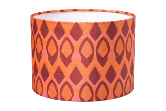 Orange and maroon geometric lamp shade isolated on transparent background