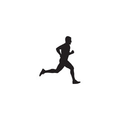Silhouette of a man running forward on white background vector illustration