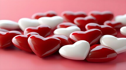 Red hearts, White hearts, Hearts, Red and White Hearts on Pink Background
