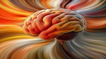 Brain, Abstract, Colorful, Abstract Brain in Whirlwind of Color