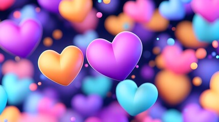 Heart, Hearts, Love, Colorful 3D Hearts Background