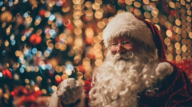 Santa Claus talking and waving