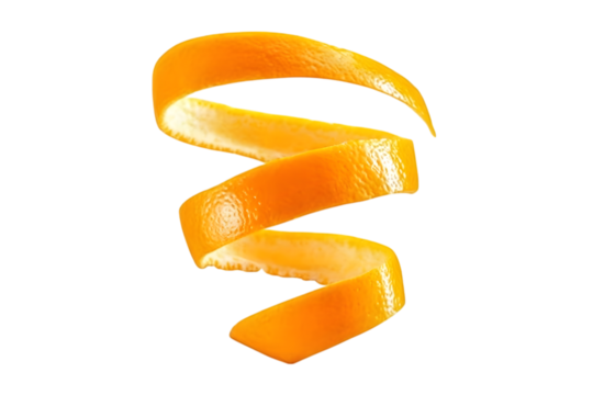 Orange zest isolated on a white background. Spiral orange peel. Ai Generated Images
