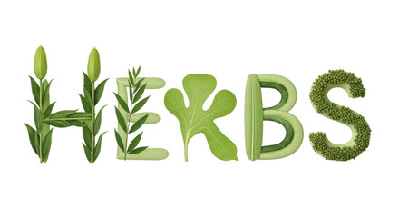 Isolated Herbs Word Made of Plants