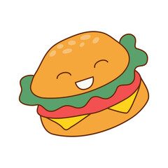 Cute burger illustration. Food element