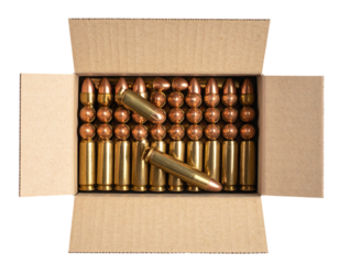 Box of 9mm Rounds with Open Lid, Transparent Background PNG