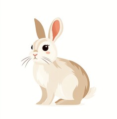 Obraz premium Adorable Bunny Rabbit Illustration A charming depiction of a small, fluffy bunny sitting, eyes wide and alert, against a clean white background.